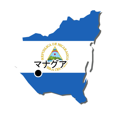 ニカラグア共和国無料フリーイラスト｜首都名・国旗付
